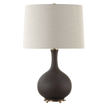 Black Glaze Ribbed Table Lamp