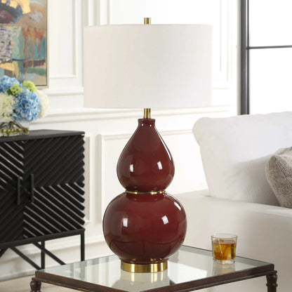 Burgundy Ceramic Table Lamp