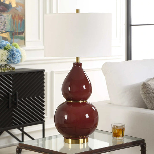 Burgundy Ceramic Table Lamp