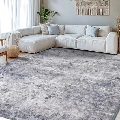 Shilucheng 8X10 Washable Area Rug for Living Room, Stain Resistant Rug with Non-Slip Backing, Durable Ultra-Thin Vintage Boho Area Rug for Bedroom,Back to School,Dorm Essentials,Home Decor,Home Essentials