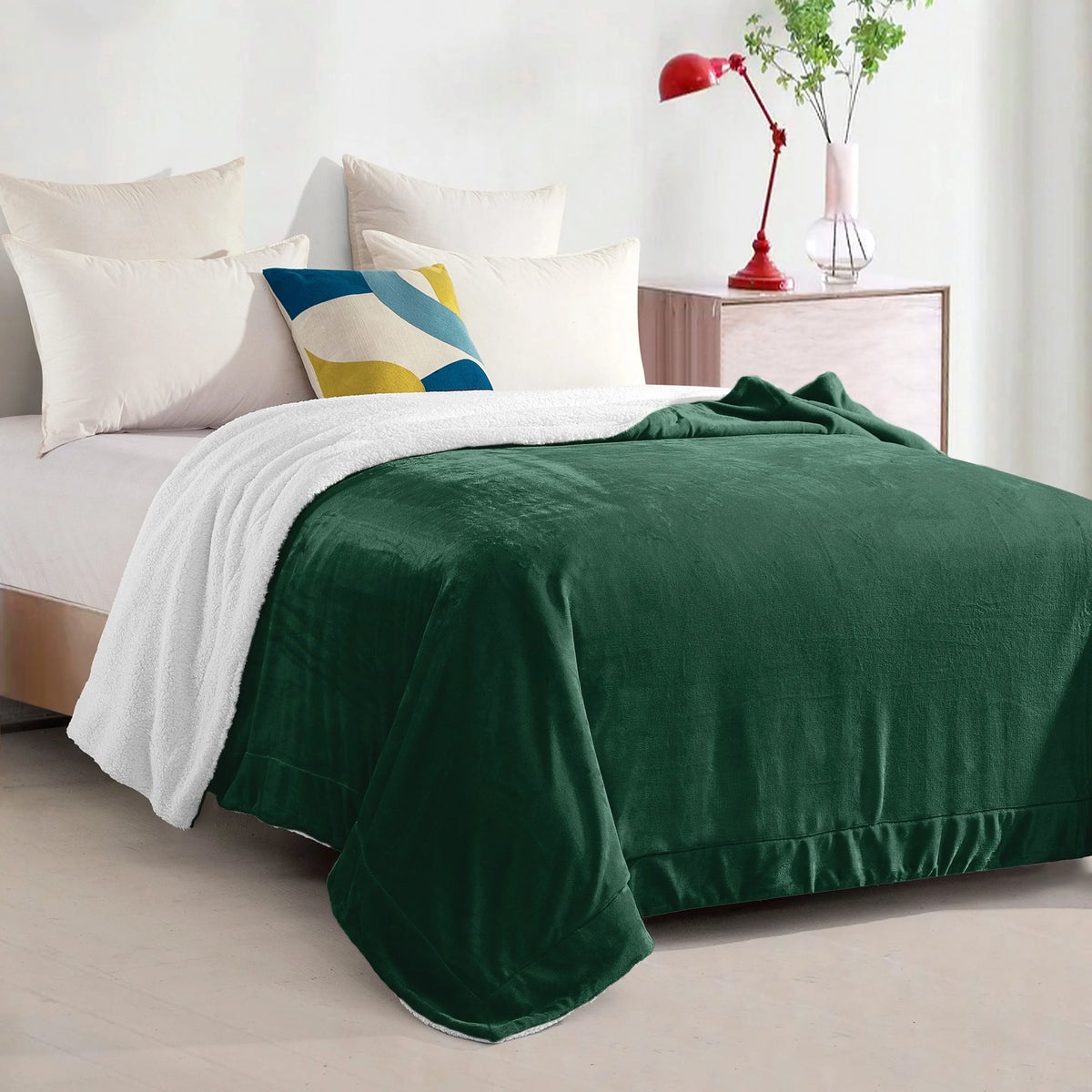 Mocassi Reversible Sherpa-Backed Throw Blanket, Velvety Plush Touch, 50In X 60In Throw Blankets