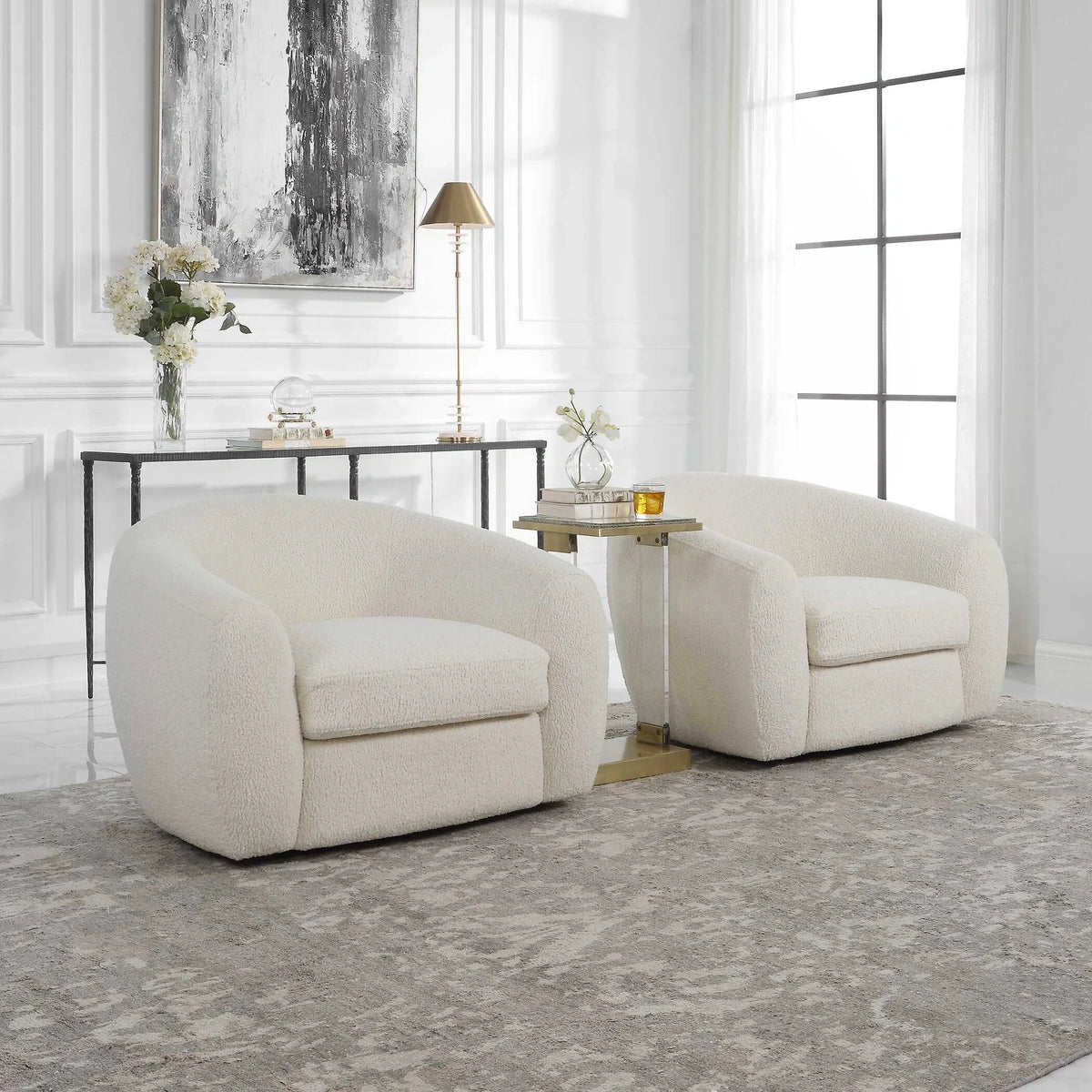 Art Deco White Swivel Chair