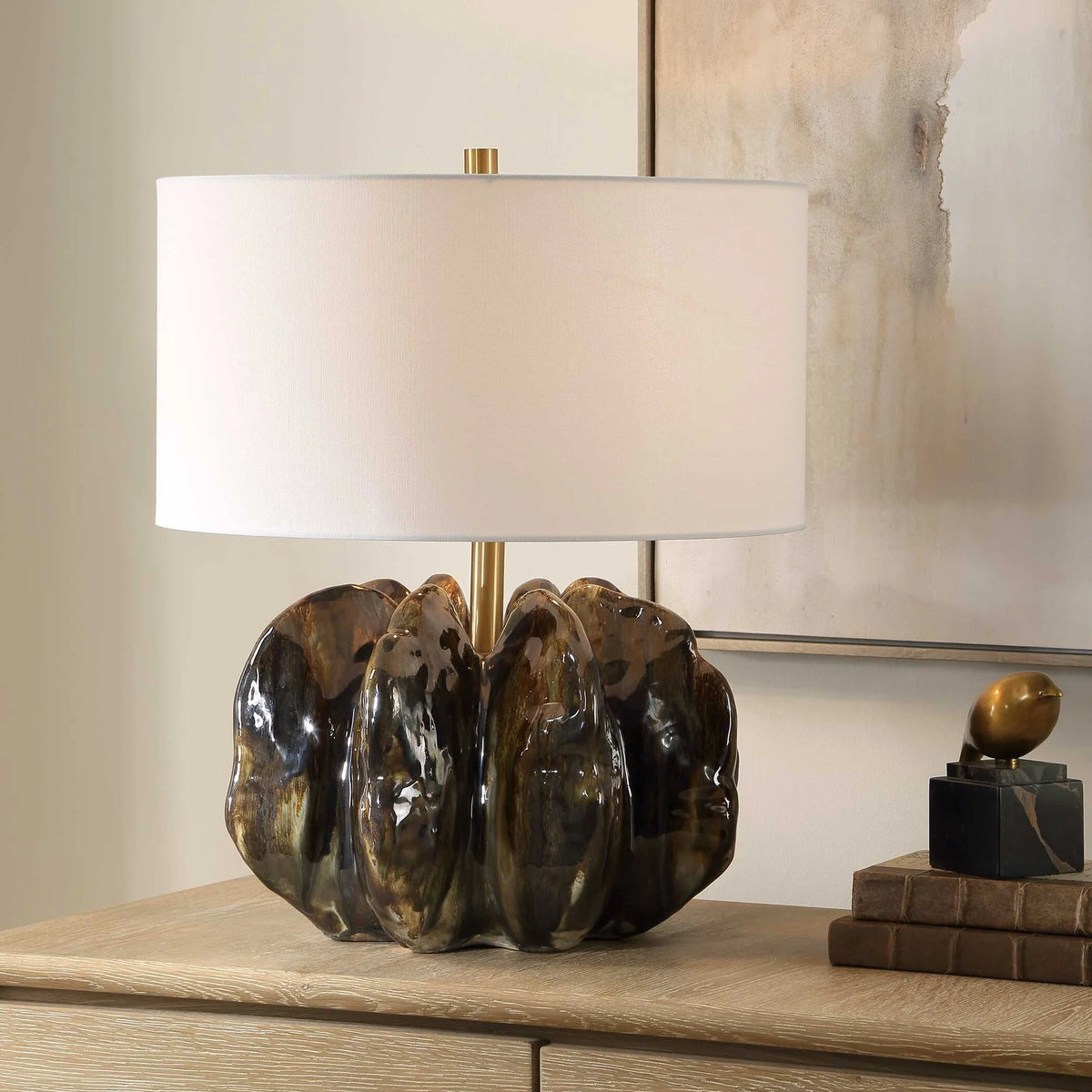 Brown Glass Table Lamp
