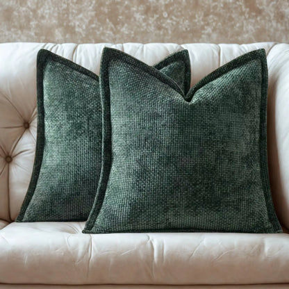 Elevate Your Home Decor with Cozy Chenille Decorative Cushion Covers - Set of 2 in Modern Farmhouse Style, Featuring Hidden Zipper and Soft Textured Fabric for Living Room, Bedroom, and Sofa