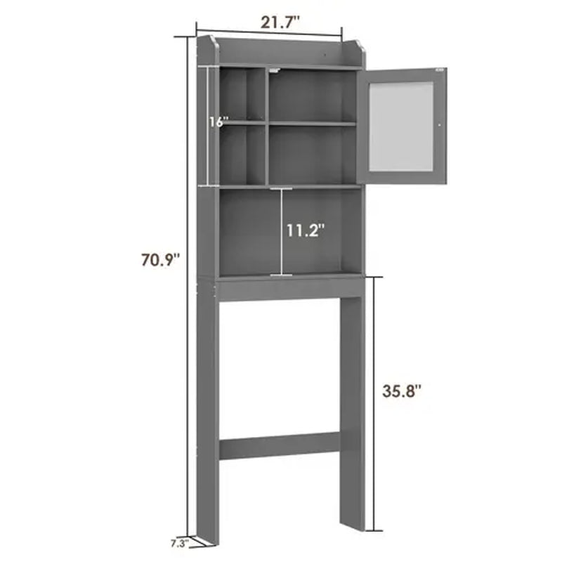 Zenstyle Over-the-Toilet Storage Shelf Cabinet - Gray Finish with Adjustable Shelves