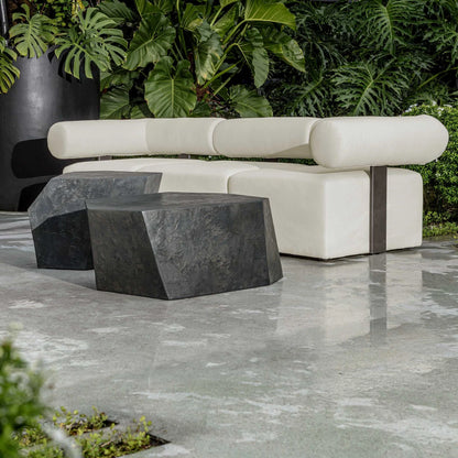 White Bolster Back Armless Outdoor Sofa