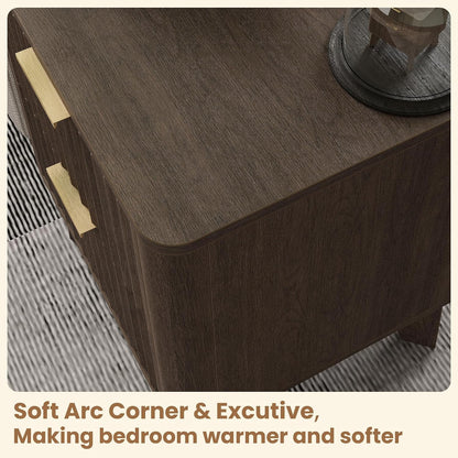 Fluted Nightstand Set of 2 in Walnut