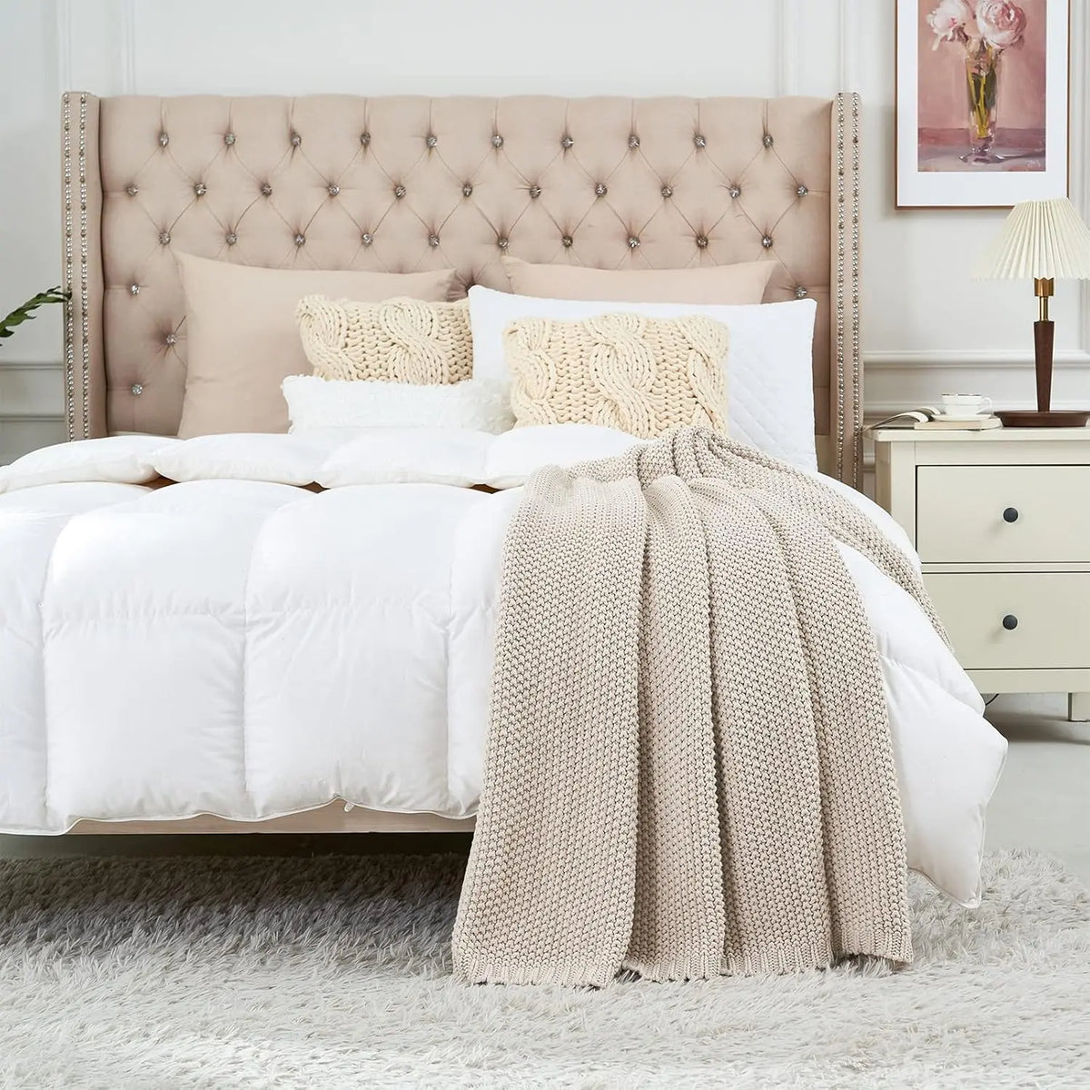 Chunky Knit Throw Blanket Lightweight Beige Cotton Blanket for Sofa Couch Bed , Rustic Shabby Modern Farmhouse, 51 X 63 Give Bag