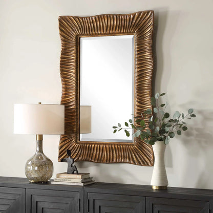 Scalloped Antique Gold Mirror
