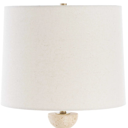 Brass Travertine Buffet Lamp