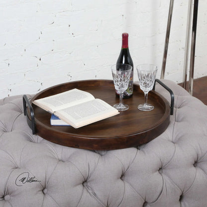 Round Acacia Wood Tray
