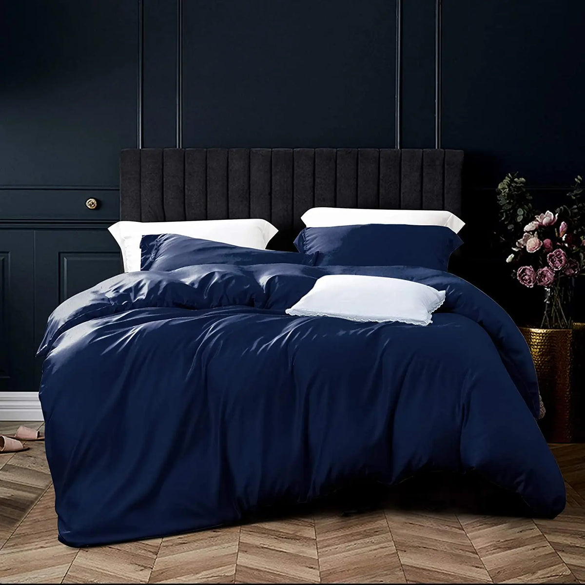 Satin Duvet Cover Set, Ultra Luxury and Soft with Hidden Zipper Design Comforter Cover Set 3 Pieces