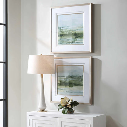 Sage Green Abstract Landscape Prints Set/2