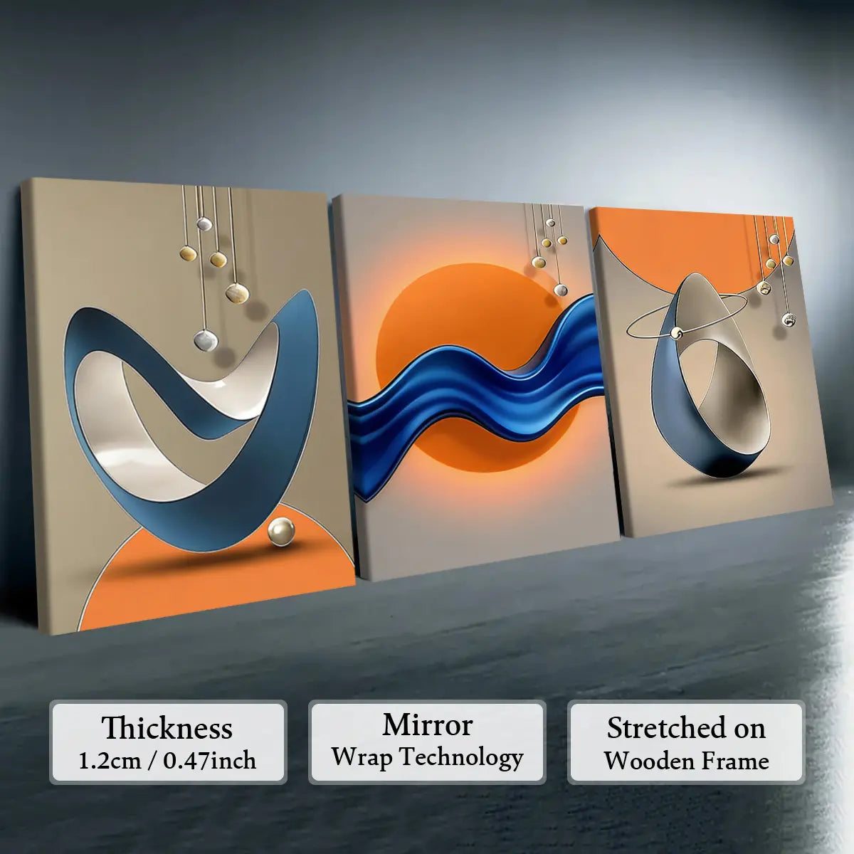 Elevate Your Space with Our 3-Piece Wooden-Frame Canvas Print Set – Stunning Geometric Pattern for Modern Home Decor!
