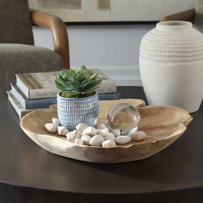 Live-Edge Teak Outdoor Bowl