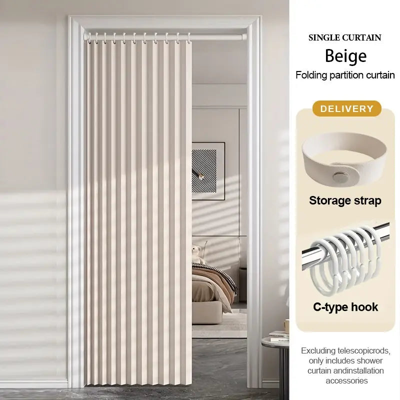 Striped Blackout Magnetic Folding Door Curtain