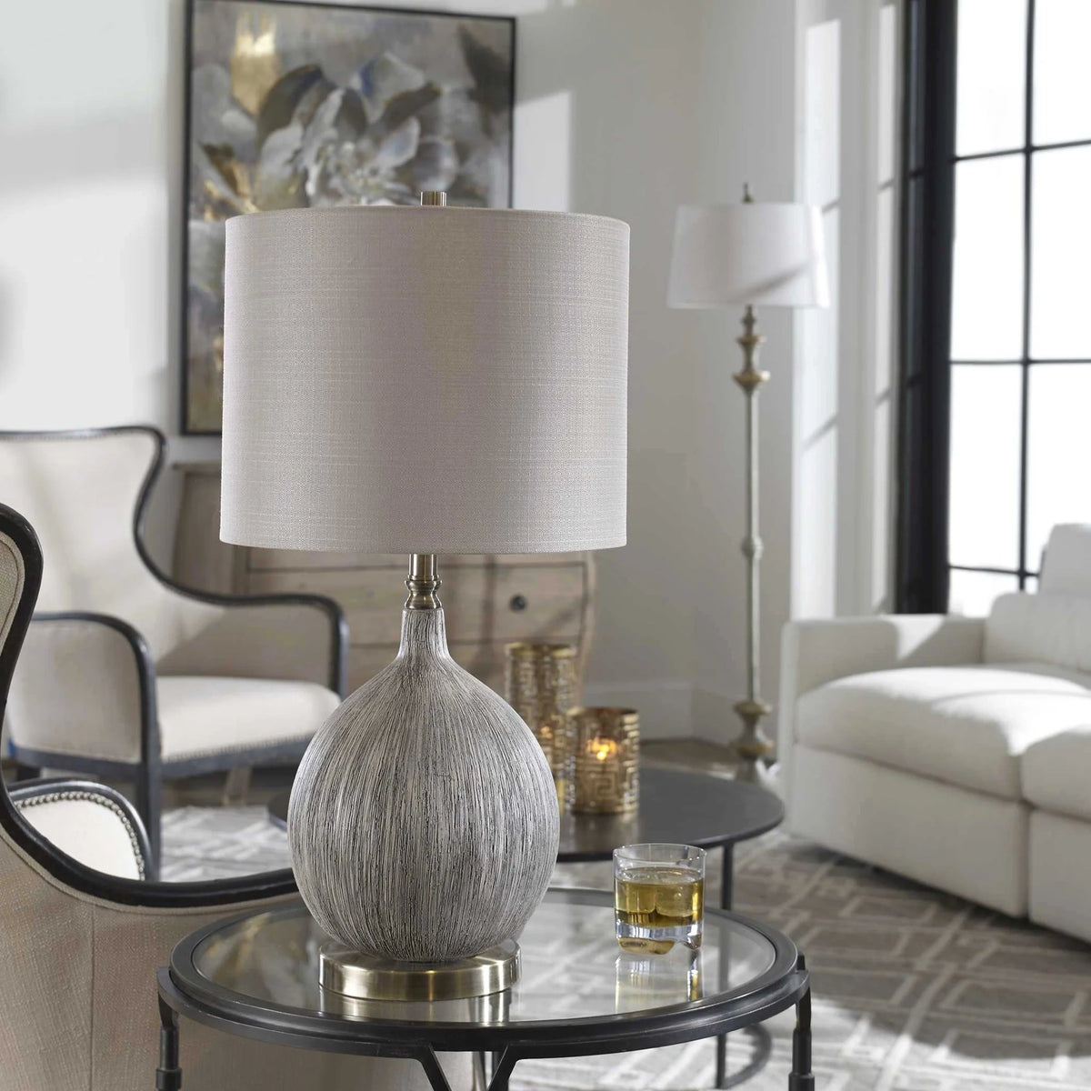 Textured Ivory Ceramic Table Lamp