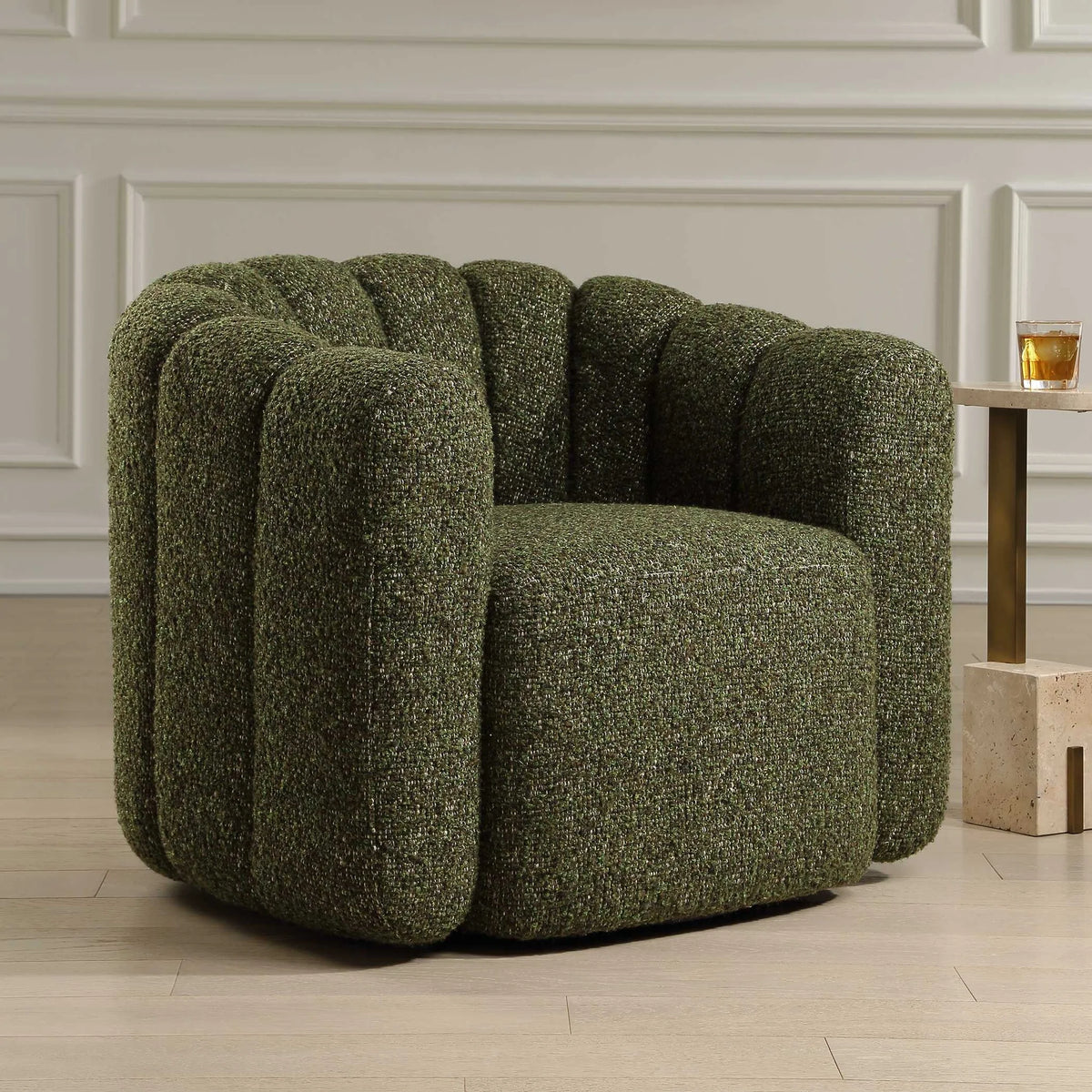 Upholstered Green Swivel Chair