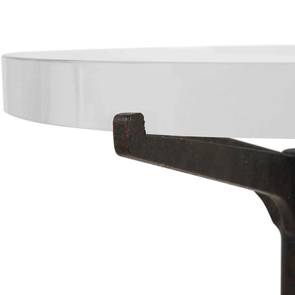 Industrial Crystal Top Accent Table