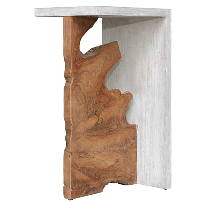 Teak Wood Slice Accent Table