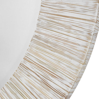 Whitewash Bamboo Round Mirror