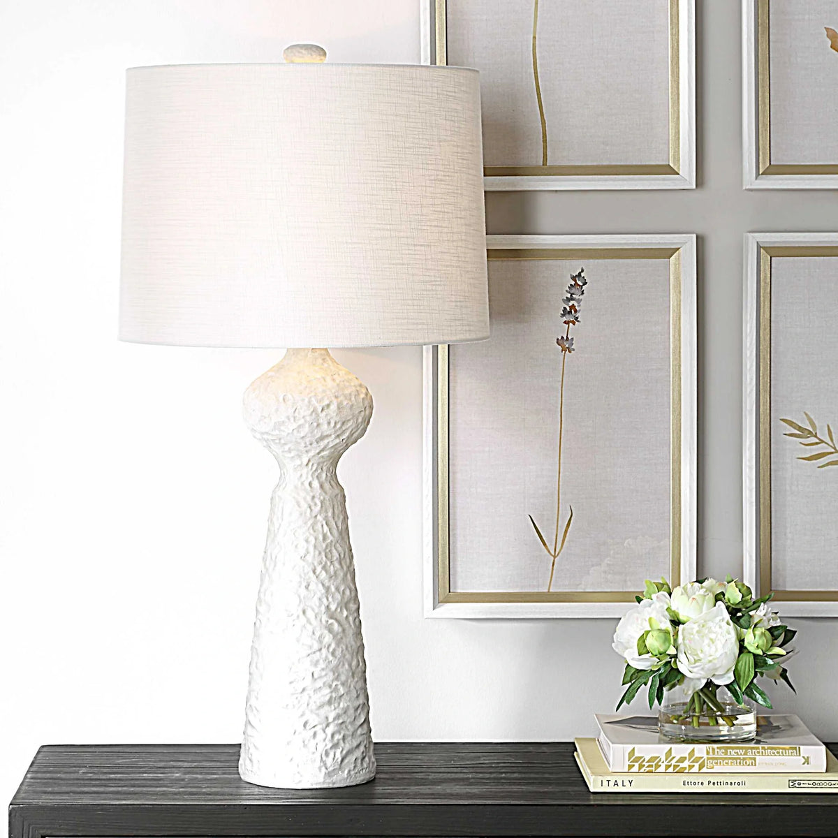 Textured White Table Lamp