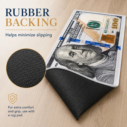 Aisoon 100 Dollar Bill Print Area Rug - Durable, Non-Slip, and Stain-Resistant Indoor Decorative Rug in Two Sizes for Entryways and Bedrooms