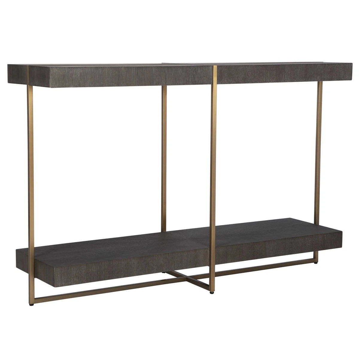 Modern Brass & Wood Console Table