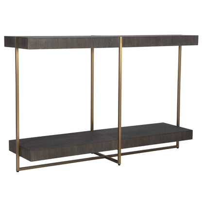 Modern Brass & Wood Console Table