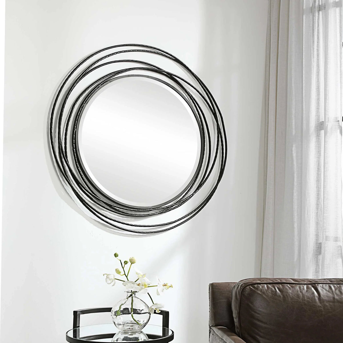 Black Round Mirror