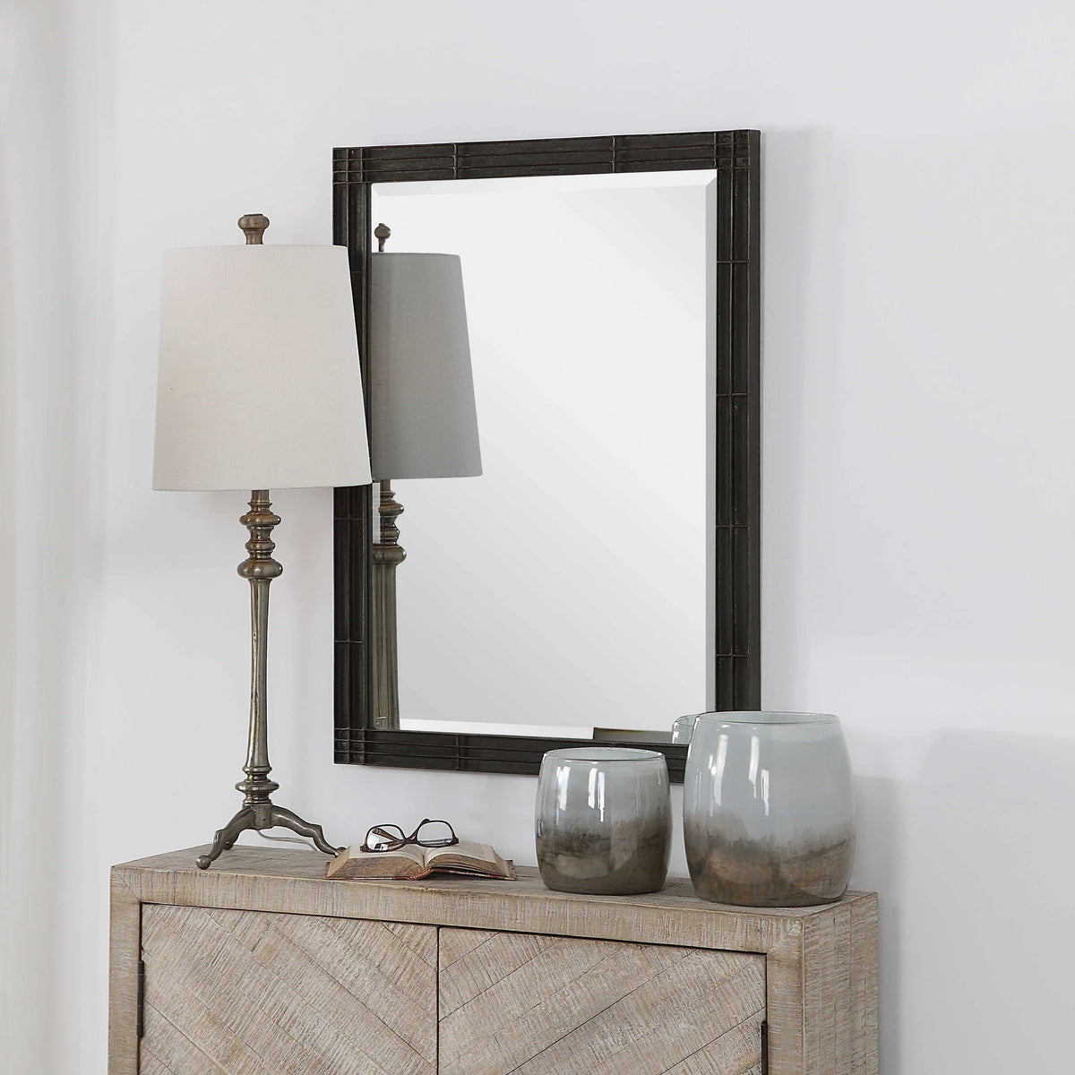 Aged Black Vanity Mirror
