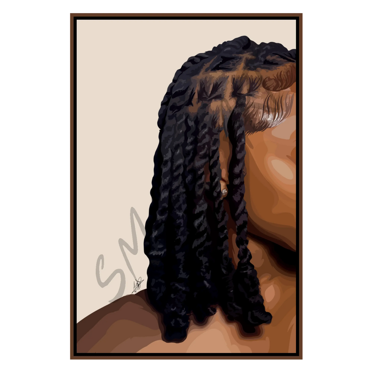 Invisible Locs Black Wall Art Print