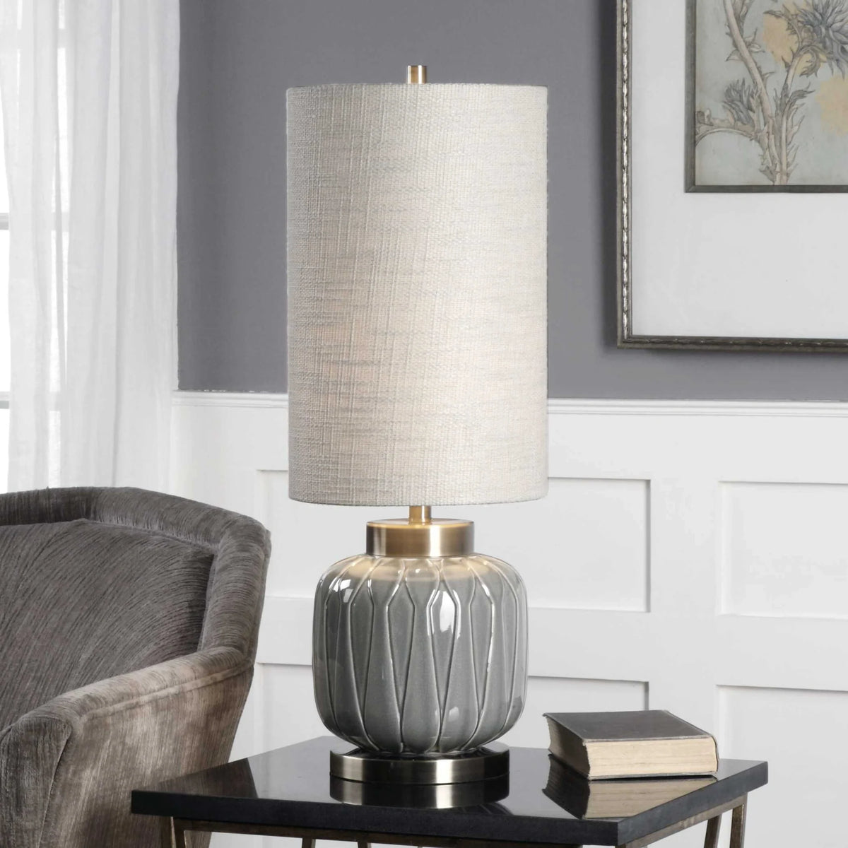 Aged Gray Ceramic Lamp