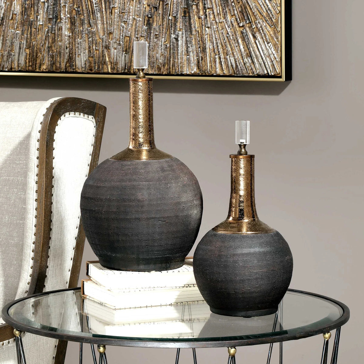 Matte Black Bottles, Set of 2