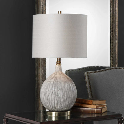 Textured Ivory Ceramic Table Lamp