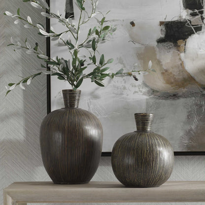 Black Washed Vases, Set of 2