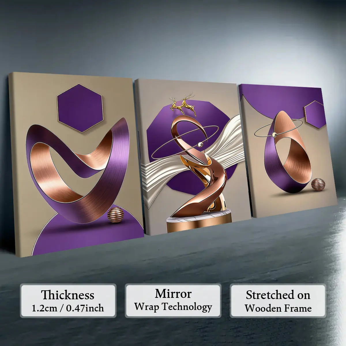 Elevate Your Space with Our 3-Piece Wooden-Frame Canvas Print Set – Stunning Geometric Pattern for Modern Home Decor!
