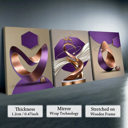 Elevate Your Space with Our 3-Piece Wooden-Frame Canvas Print Set – Stunning Geometric Pattern for Modern Home Decor!