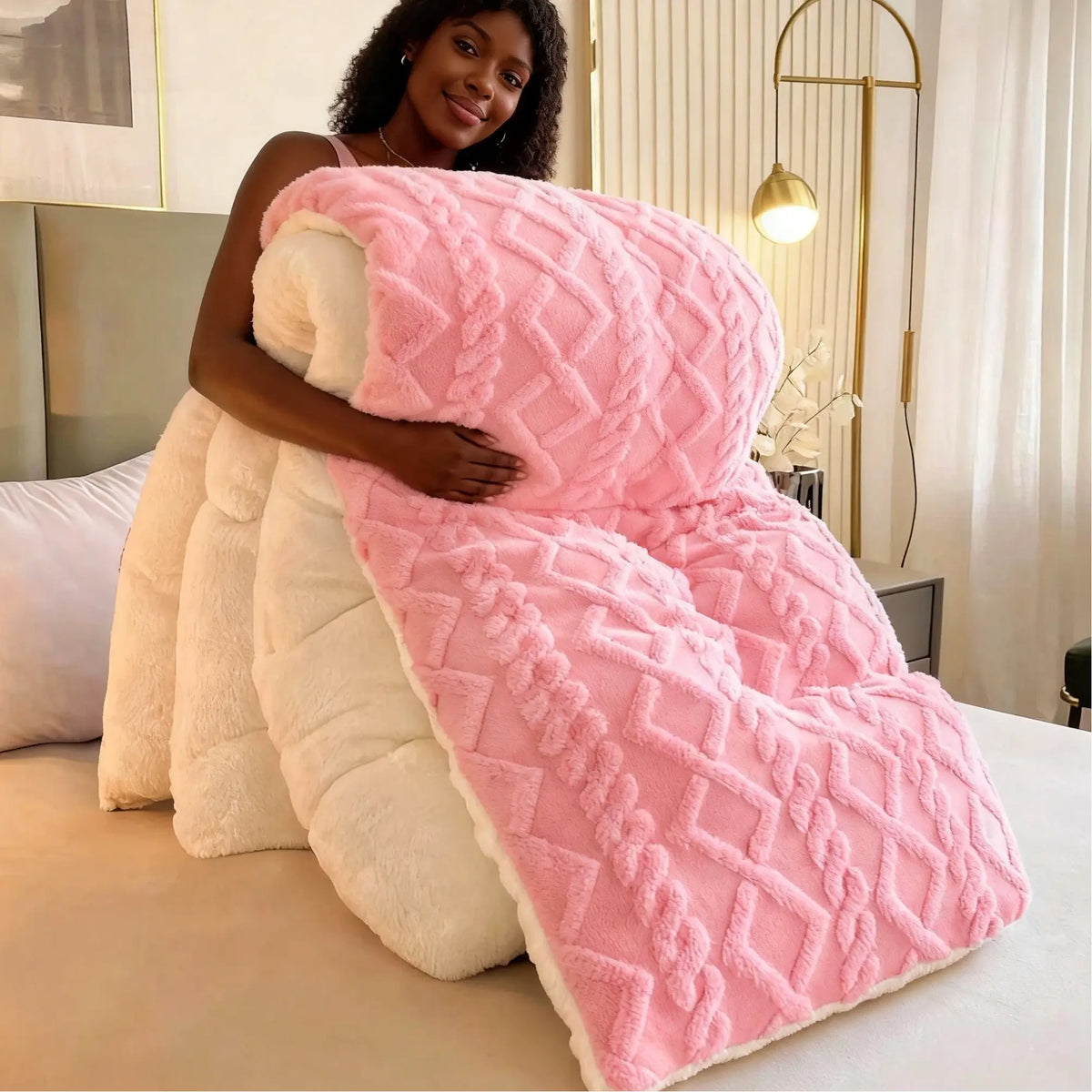 Flannel Fleece Ribbed Comforter Set | OEKO-TEX Certified, Double-Sided Texture | Six Colours, Twin to King