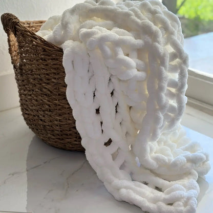 Soft & Chunky Knit Throw Blanket 50X60 (Ivory/White)