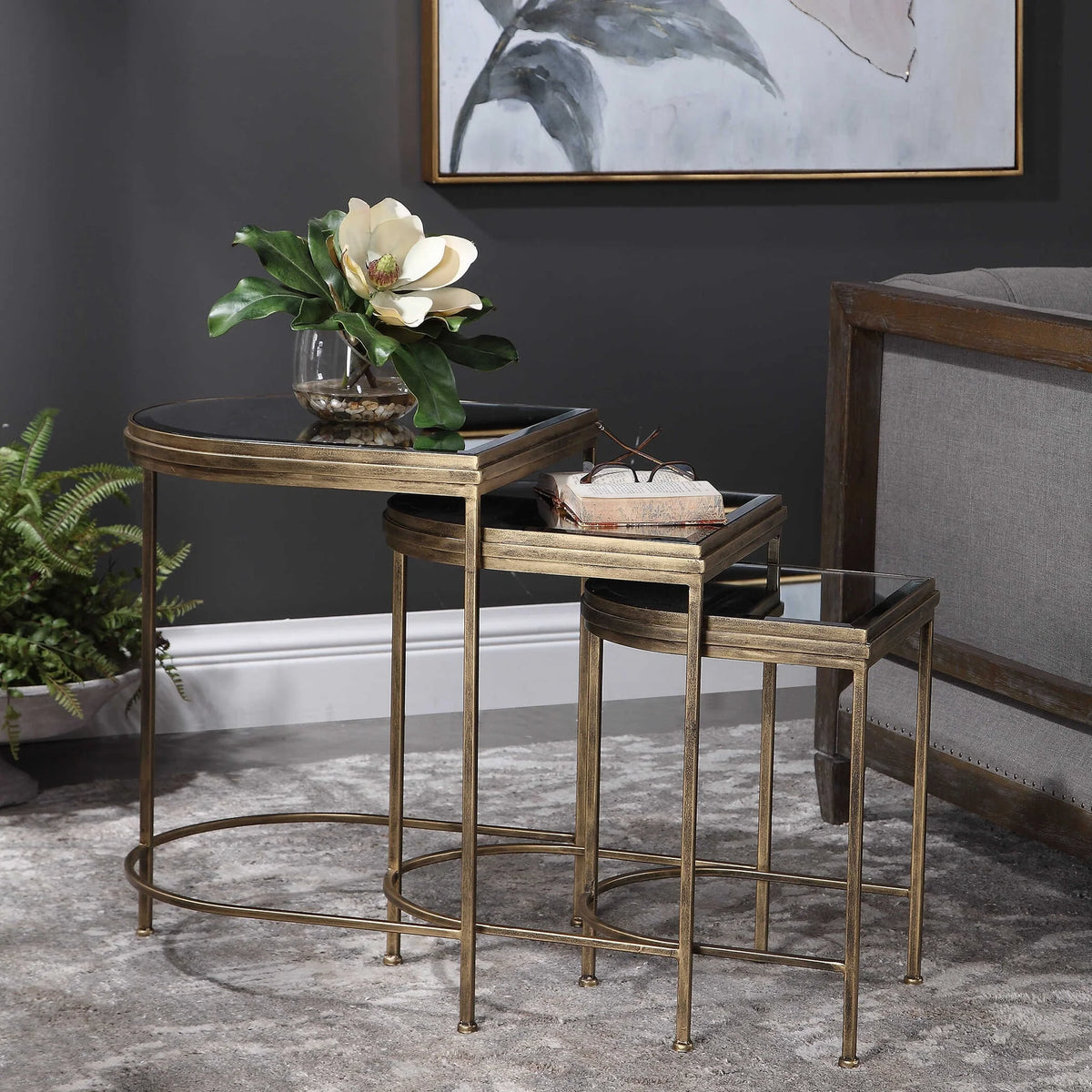 Mirrored Nesting Tables, Set of 3