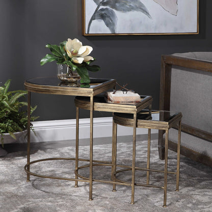 Mirrored Nesting Tables, Set of 3