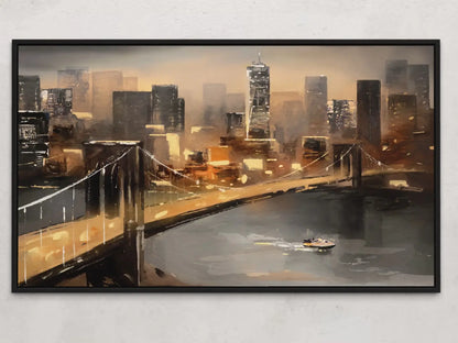 Brooklyn Bridge Canvas Wall Art | Stretched, Rolled or Floating Frame in Black, Oak & Walnut | Six Sizes to 54"