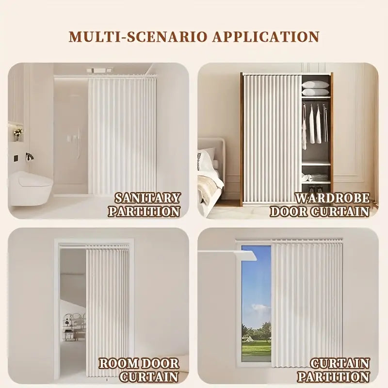Striped Blackout Magnetic Folding Door Curtain