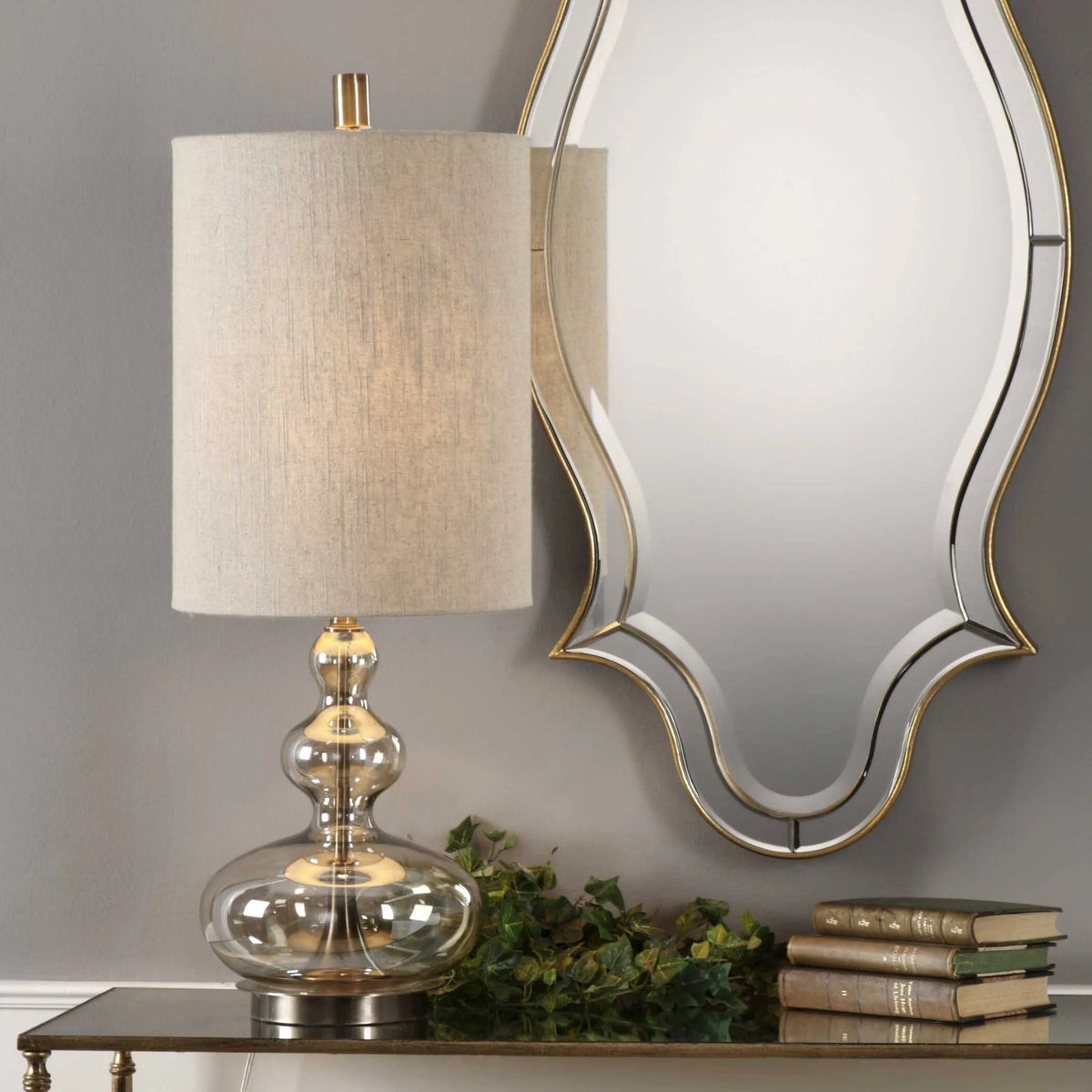 Amber Glass Table Lamp