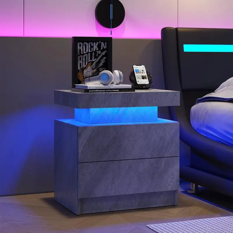 LED Nightstand with 2 Drawers