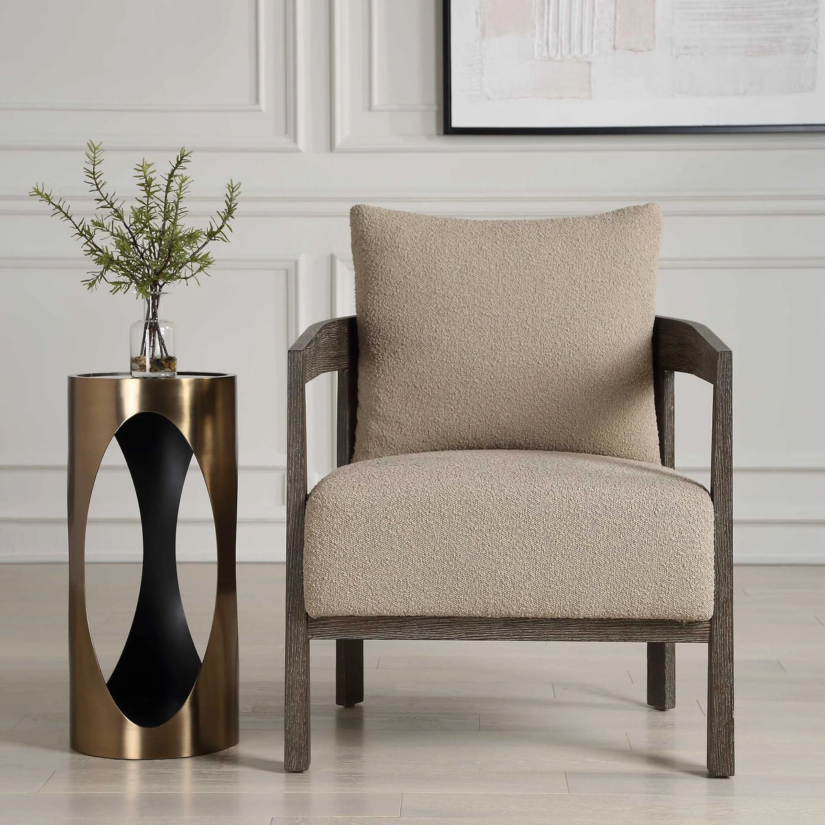 Sand Fabric Accent Chair