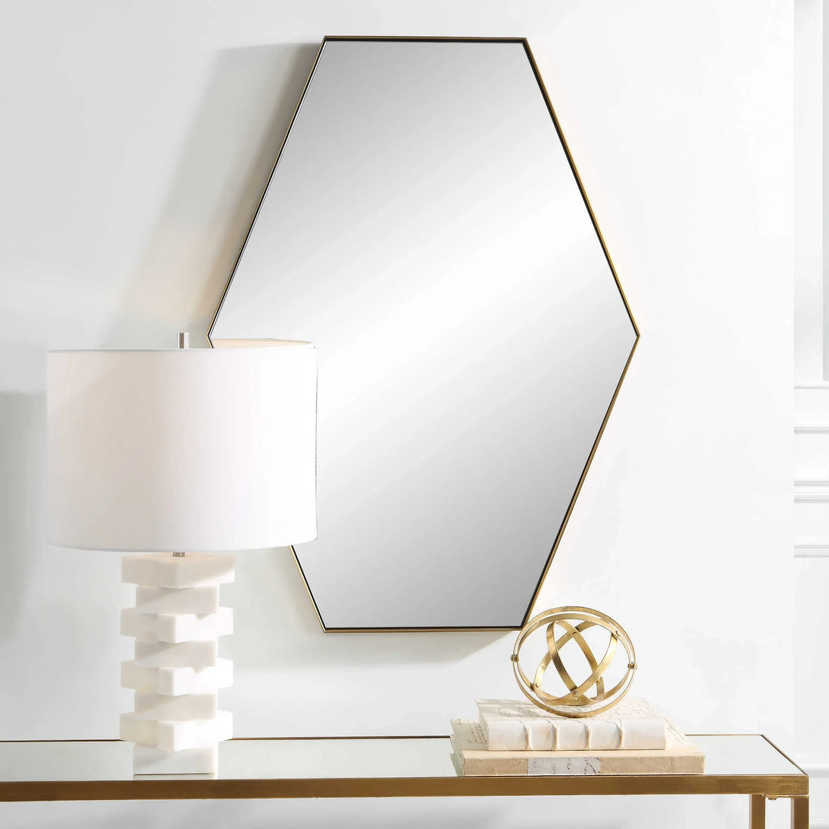 Brass Hexagon Mirror