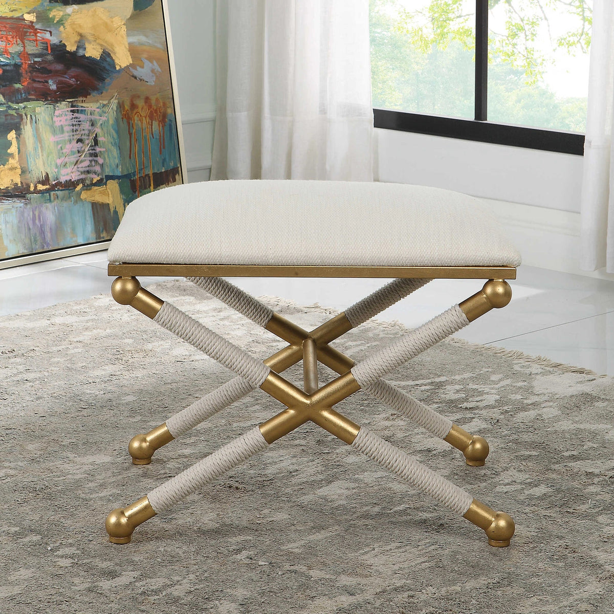 Small White Bench