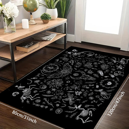 Spooky Skeleton Halloween Door Mat - Gothic Decorative Rug for Your Home